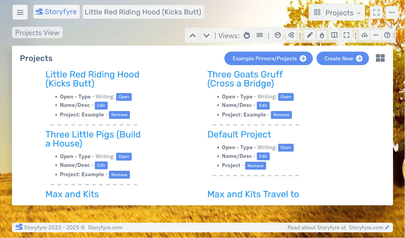 Storyfyre Origin Projects